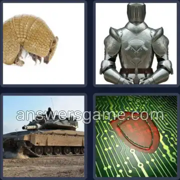 4 Pics 1 Word 5 Letters ARMOR