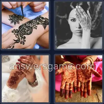 4 Pics 1 Word 5 Letters HENNA