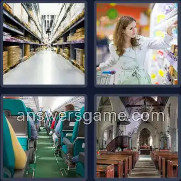 4 Pics 1 Word 5 Letters AISLE