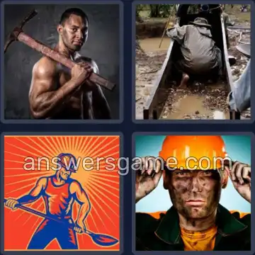 4 Pics 1 Word 5 Letters MINER