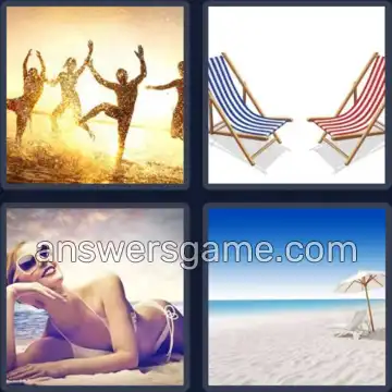 4 Pics 1 Word 5 Letters BEACH