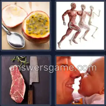 4 Pics 1 Word 5 Letters FLESH