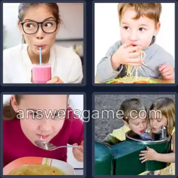4 Pics 1 Word 5 Letters SLURP