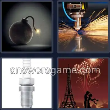 4 Pics 1 Word 5 Letters SPARK