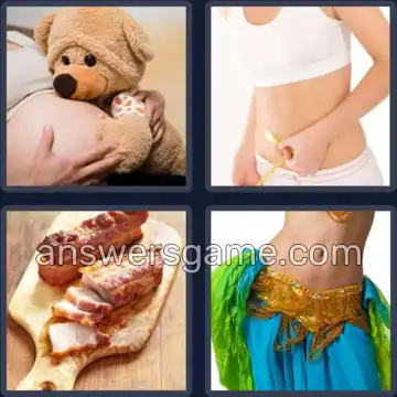 4 Pics 1 Word 5 Letters BELLY