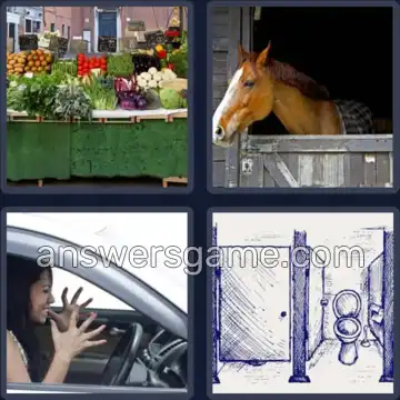 4 Pics 1 Word 5 Letters STALL