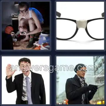 4 Pics 1 Word 5 Letters GEEKY