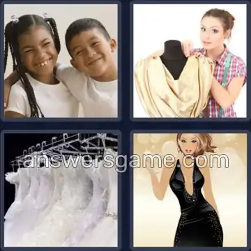 4 Pics 1 Word 5 Letters DRESS