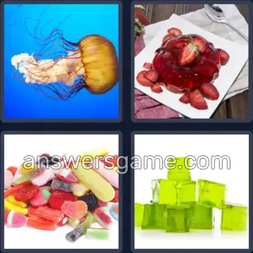 4 Pics 1 Word 5 Letters JELLY