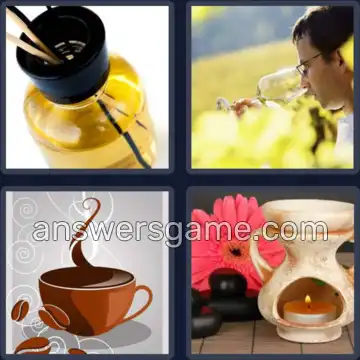 4 Pics 1 Word 5 Letters AROMA