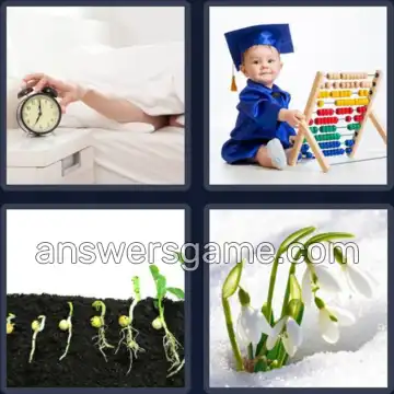4 Pics 1 Word 5 Letters EARLY