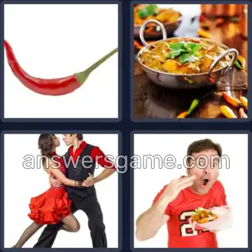 4 Pics 1 Word 5 Letters SPICY
