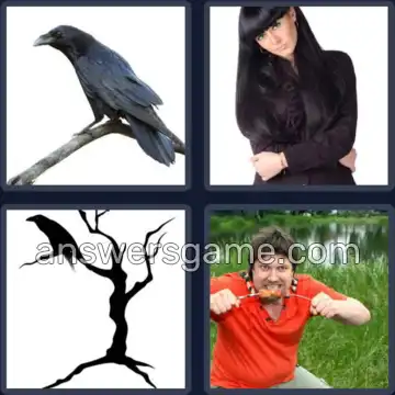 4 Pics 1 Word 5 Letters RAVEN