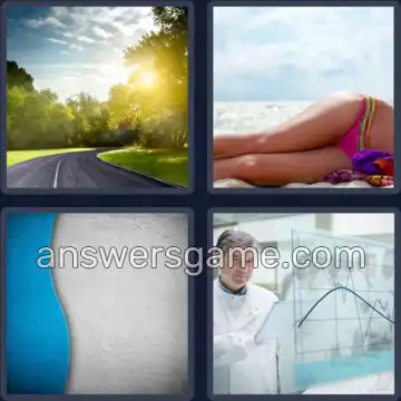 4 Pics 1 Word 5 Letters CURVE