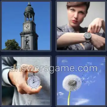 4 Pics 1 Word 5 Letters CLOCK