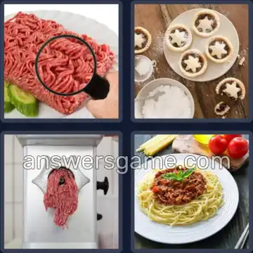 4 Pics 1 Word 5 Letters MINCE
