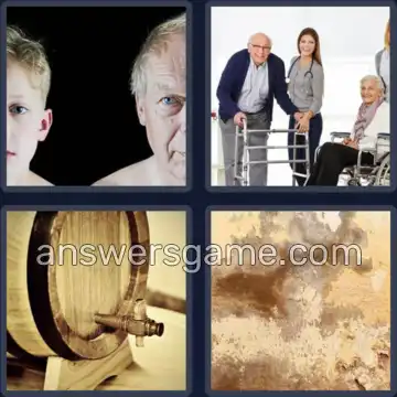 4 Pics 1 Word 5 Letters AGING