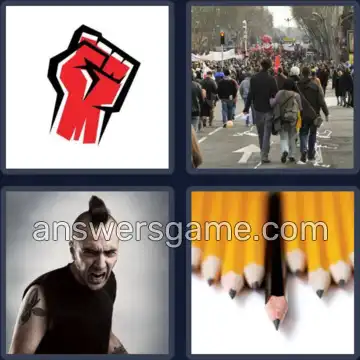 4 Pics 1 Word 5 Letters REBEL