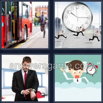 4 Pics 1 Word 5 Letters TARDY