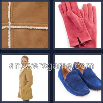4 Pics 1 Word 5 Letters SUEDE