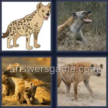4 Pics 1 Word 5 Letters HYENA