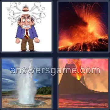 4 Pics 1 Word 5 Letters ERUPT