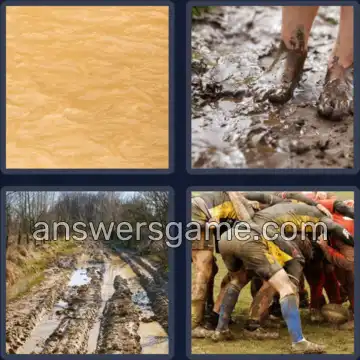 4 Pics 1 Word 5 Letters MUDDY