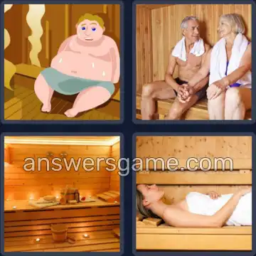 4 Pics 1 Word 5 Letters SAUNA