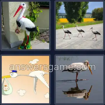 4 Pics 1 Word 5 Letters STORK
