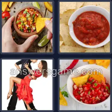 4 Pics 1 Word 5 Letters SALSA