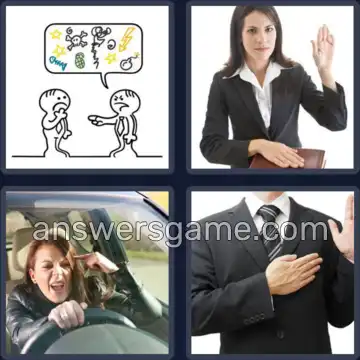 4 Pics 1 Word 5 Letters SWEAR