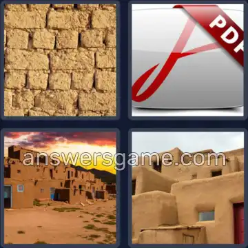 4 Pics 1 Word 5 Letters ADOBE