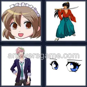 4 Pics 1 Word 5 Letters MANGA