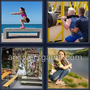 4 Pics 1 Word 5 Letters SQUAT
