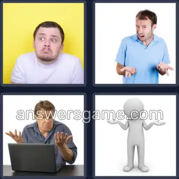 4 Pics 1 Word 5 Letters SHRUG