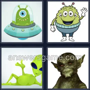 4 Pics 1 Word 5 Letters ALIEN