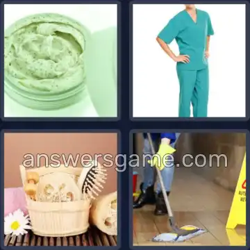 4 Pics 1 Word 5 Letters SCRUB