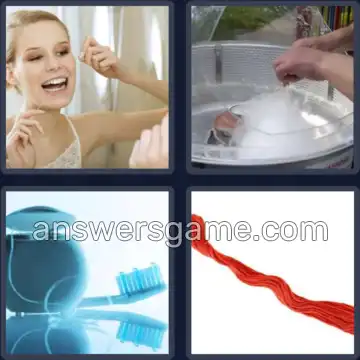 4 Pics 1 Word 5 Letters FLOSS