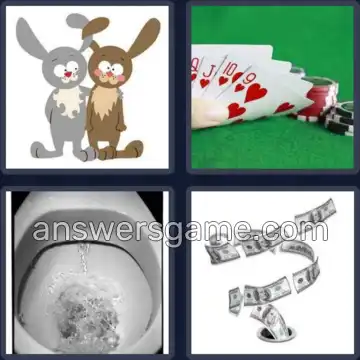 4 Pics 1 Word 5 Letters FLUSH