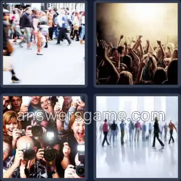 4 Pics 1 Word 5 Letters CROWD