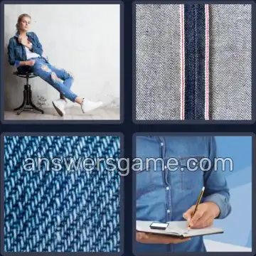 4 Pics 1 Word 5 Letters DENIM