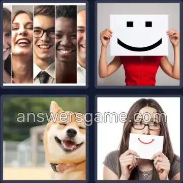 4 Pics 1 Word 5 Letters SMILE