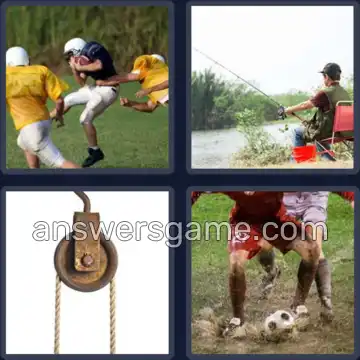 4 Pics 1 Word 6 Letters TACKLE