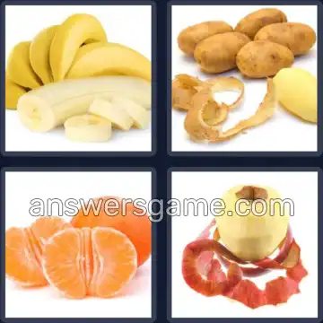 4 Pics 1 Word 6 Letters PEELED