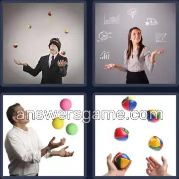 4 Pics 1 Word 6 Letters JUGGLE