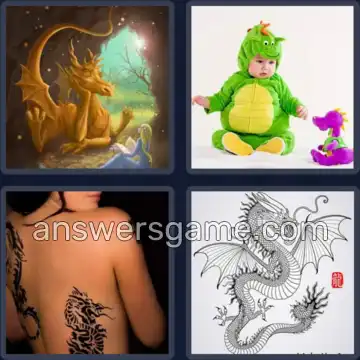4 Pics 1 Word 6 Letters DRAGON