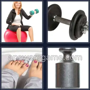 4 Pics 1 Word 6 Letters WEIGHT