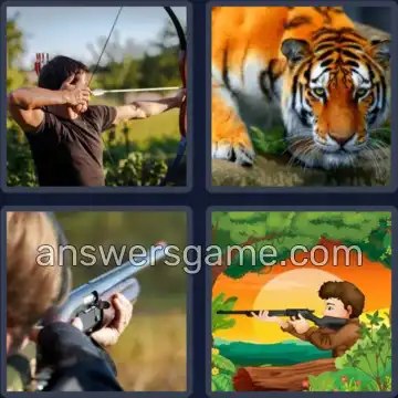 4 Pics 1 Word 6 Letters HUNTER