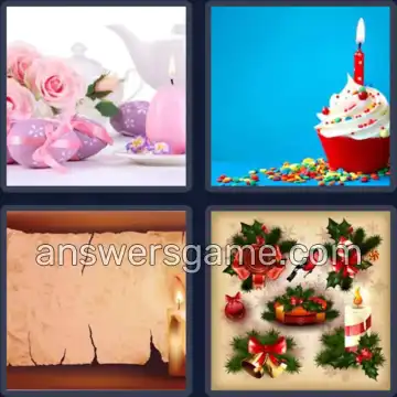 4 Pics 1 Word 6 Letters CANDLE