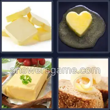 4 Pics 1 Word 6 Letters BUTTER